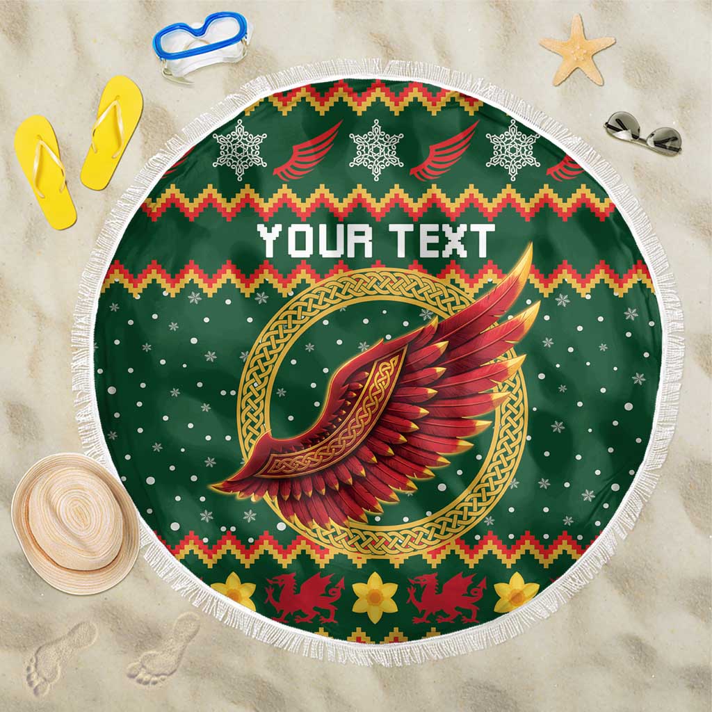 Personalized Montgomeryshire Wales Christmas Beach Blanket Celtic Red Wing Cymru Heritage - Wonder Print Shop