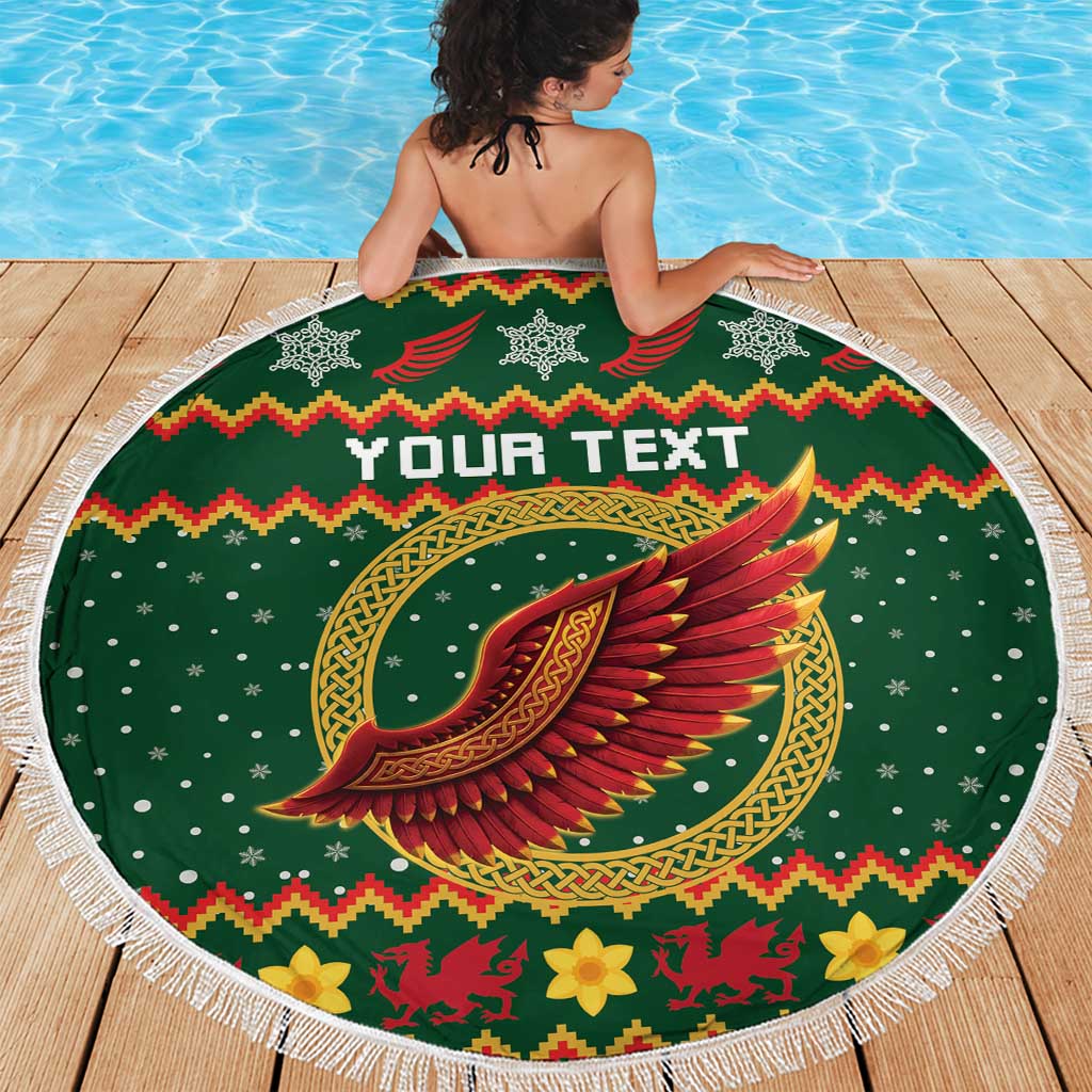 Personalized Montgomeryshire Wales Christmas Beach Blanket Celtic Red Wing Cymru Heritage - Wonder Print Shop