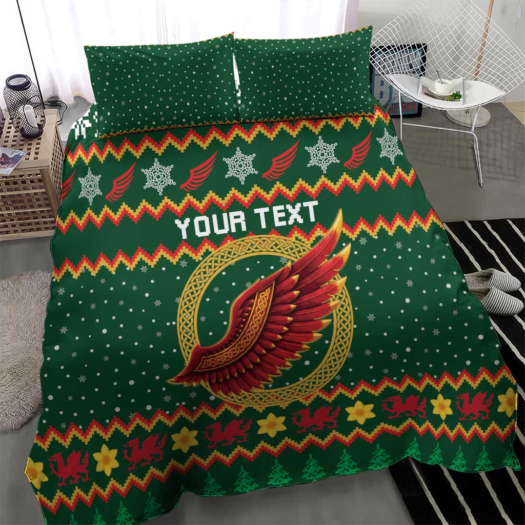 Personalized Montgomeryshire Wales Christmas Bedding Set Celtic Red Wing Cymru Heritage - Wonder Print Shop
