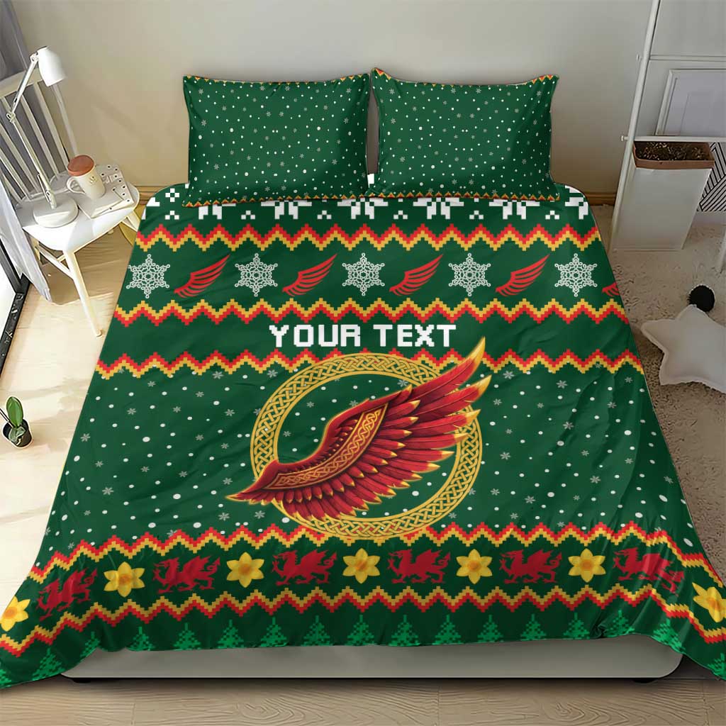 Personalized Montgomeryshire Wales Christmas Bedding Set Celtic Red Wing Cymru Heritage - Wonder Print Shop