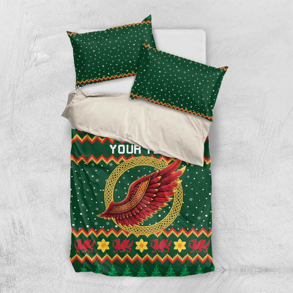 Personalized Montgomeryshire Wales Christmas Bedding Set Celtic Red Wing Cymru Heritage - Wonder Print Shop