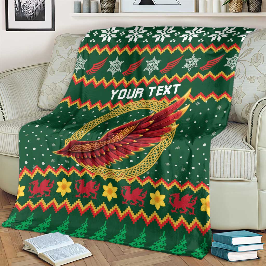 Personalized Montgomeryshire Wales Christmas Blanket Celtic Red Wing Cymru Heritage - Wonder Print Shop