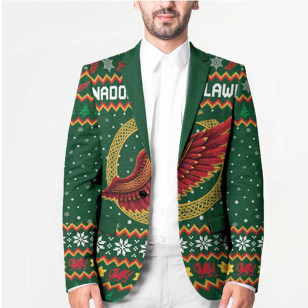 Personalized Montgomeryshire Wales Christmas Blazer Celtic Red Wing Cymru Heritage - Wonder Print Shop