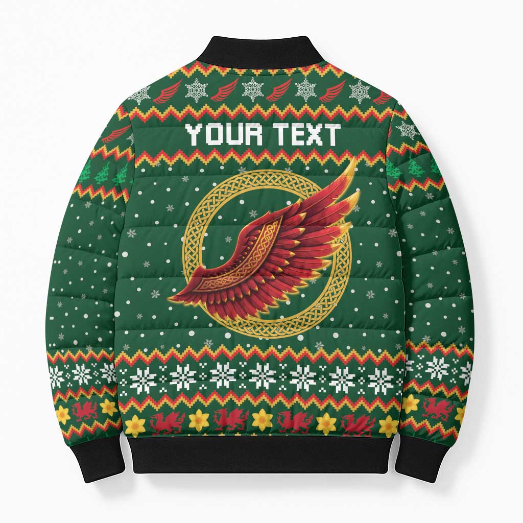 Personalized Montgomeryshire Wales Christmas Bomber Puffer Jacket Celtic Red Wing Cymru Heritage - Wonder Print Shop