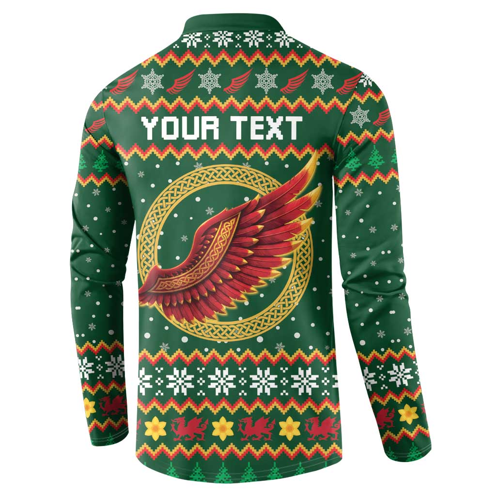 Personalized Montgomeryshire Wales Christmas Button Sweatshirt Celtic Red Wing Cymru Heritage - Wonder Print Shop