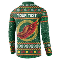 Personalized Montgomeryshire Wales Christmas Button Sweatshirt Celtic Red Wing Cymru Heritage - Wonder Print Shop