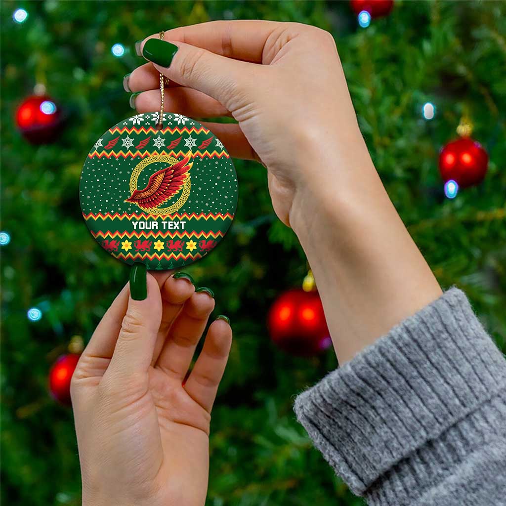 Personalized Montgomeryshire Wales Christmas Ceramic Ornament Celtic Red Wing Cymru Heritage - Wonder Print Shop