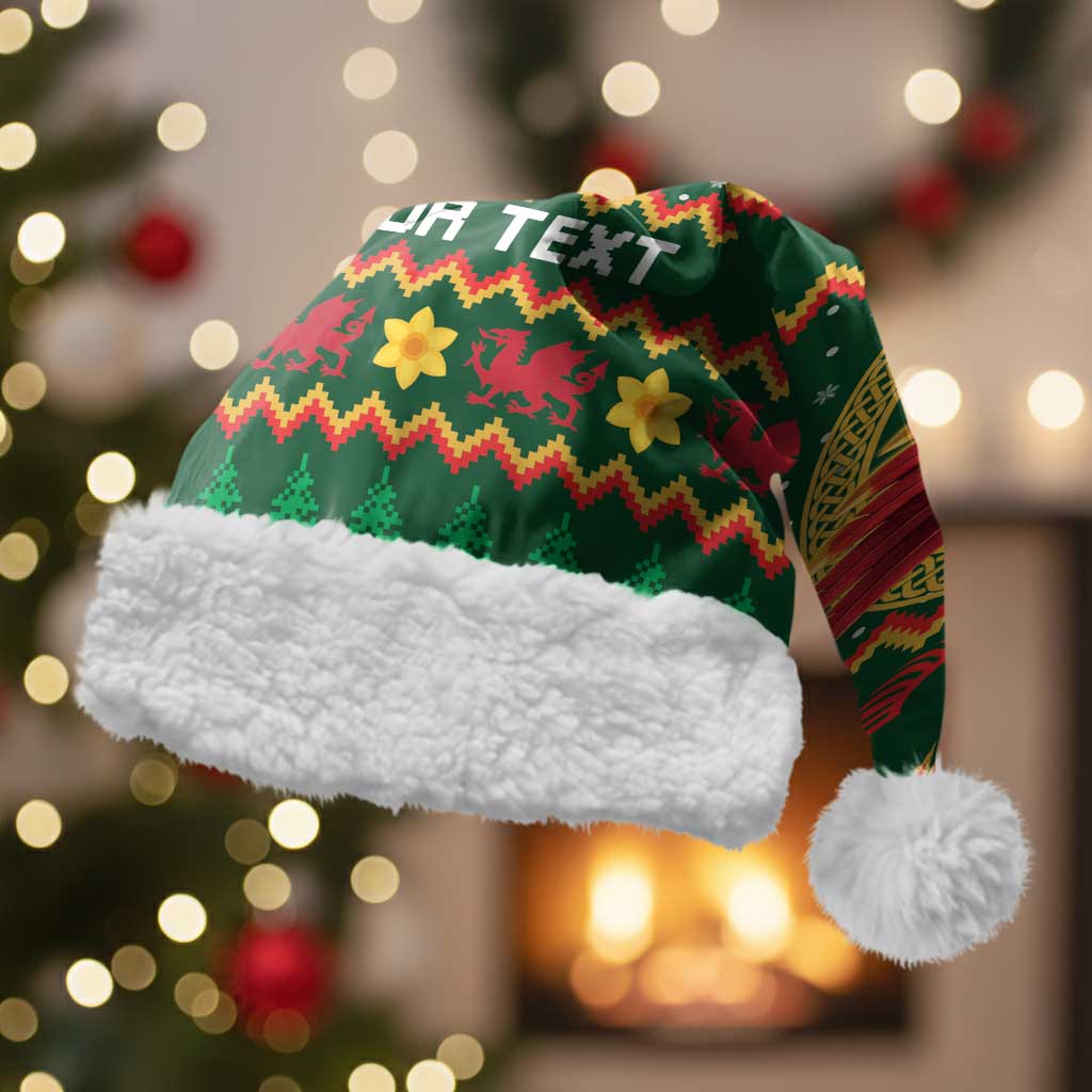 Personalized Montgomeryshire Wales Christmas Santa Hat Celtic Red Wing Cymru Heritage - Wonder Print Shop
