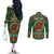 Personalized Montgomeryshire Wales Christmas Couples Matching Off The Shoulder Long Sleeve Dress and Long Sleeve Button Shirt Celtic Red Wing Cymru Heritage - Wonder Print Shop