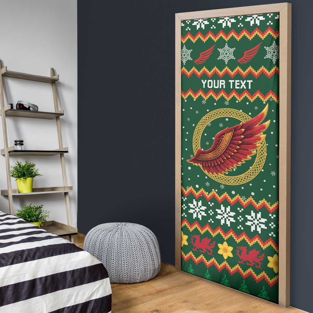 Personalized Montgomeryshire Wales Christmas Door Cover Celtic Red Wing Cymru Heritage - Wonder Print Shop