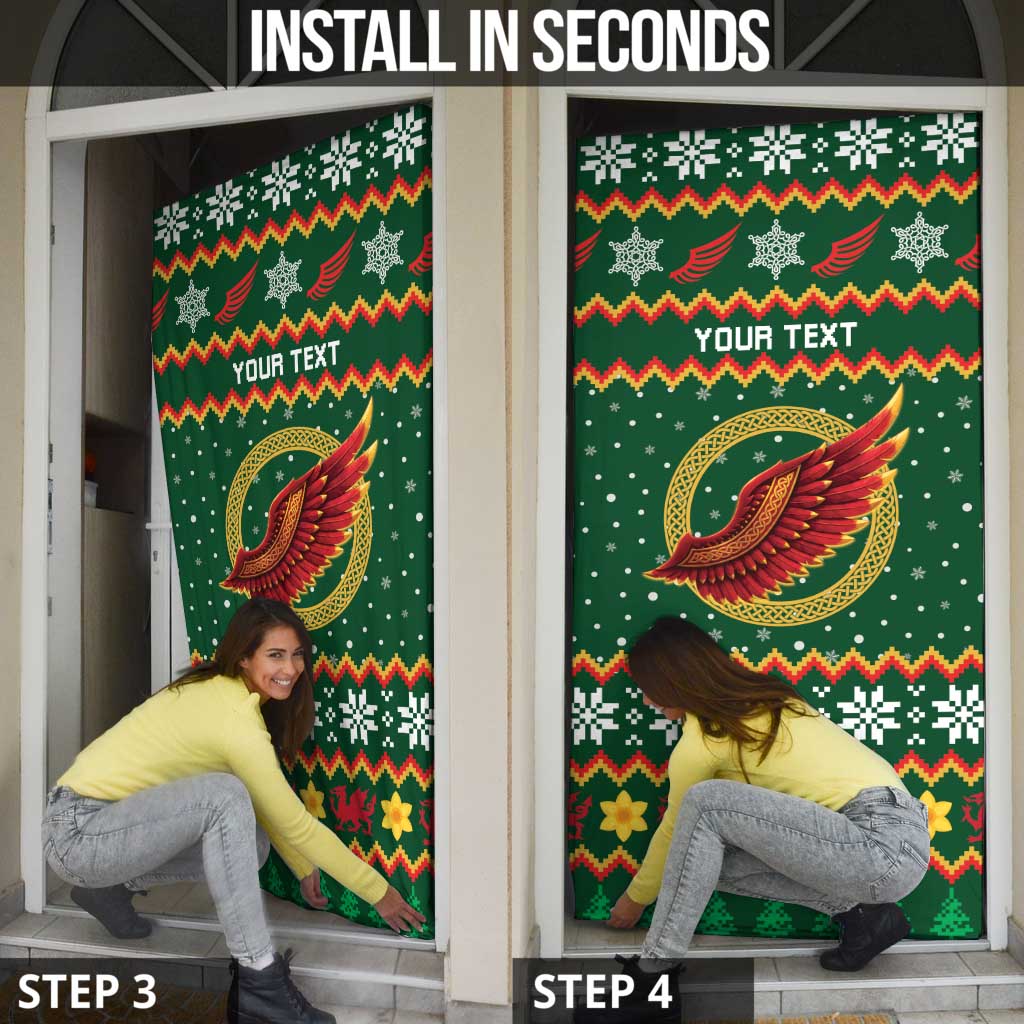 Personalized Montgomeryshire Wales Christmas Door Cover Celtic Red Wing Cymru Heritage - Wonder Print Shop