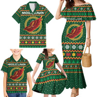 Personalized Montgomeryshire Wales Christmas Family Matching Mermaid Dress and Hawaiian Shirt Celtic Red Wing Cymru Heritage - Wonder Print Shop