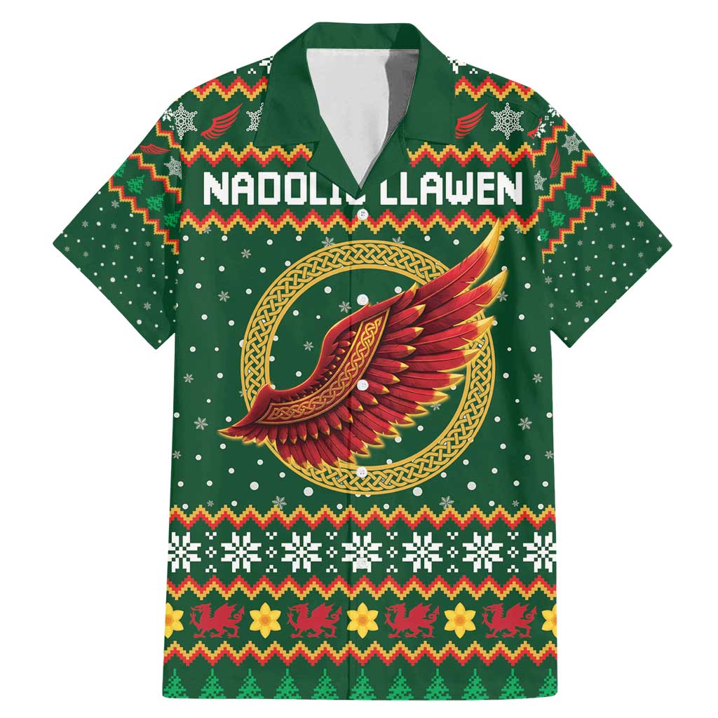 Personalized Montgomeryshire Wales Christmas Family Matching Mermaid Dress and Hawaiian Shirt Celtic Red Wing Cymru Heritage - Wonder Print Shop