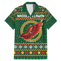 Personalized Montgomeryshire Wales Christmas Family Matching Mermaid Dress and Hawaiian Shirt Celtic Red Wing Cymru Heritage - Wonder Print Shop