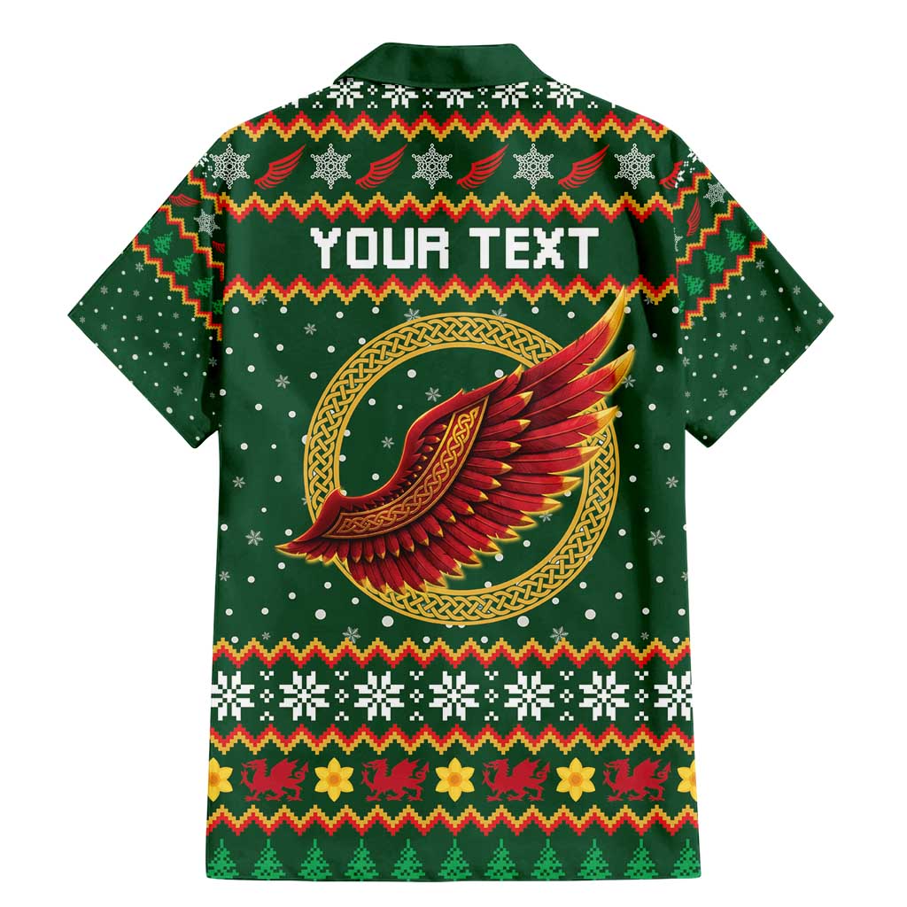 Personalized Montgomeryshire Wales Christmas Family Matching Mermaid Dress and Hawaiian Shirt Celtic Red Wing Cymru Heritage - Wonder Print Shop