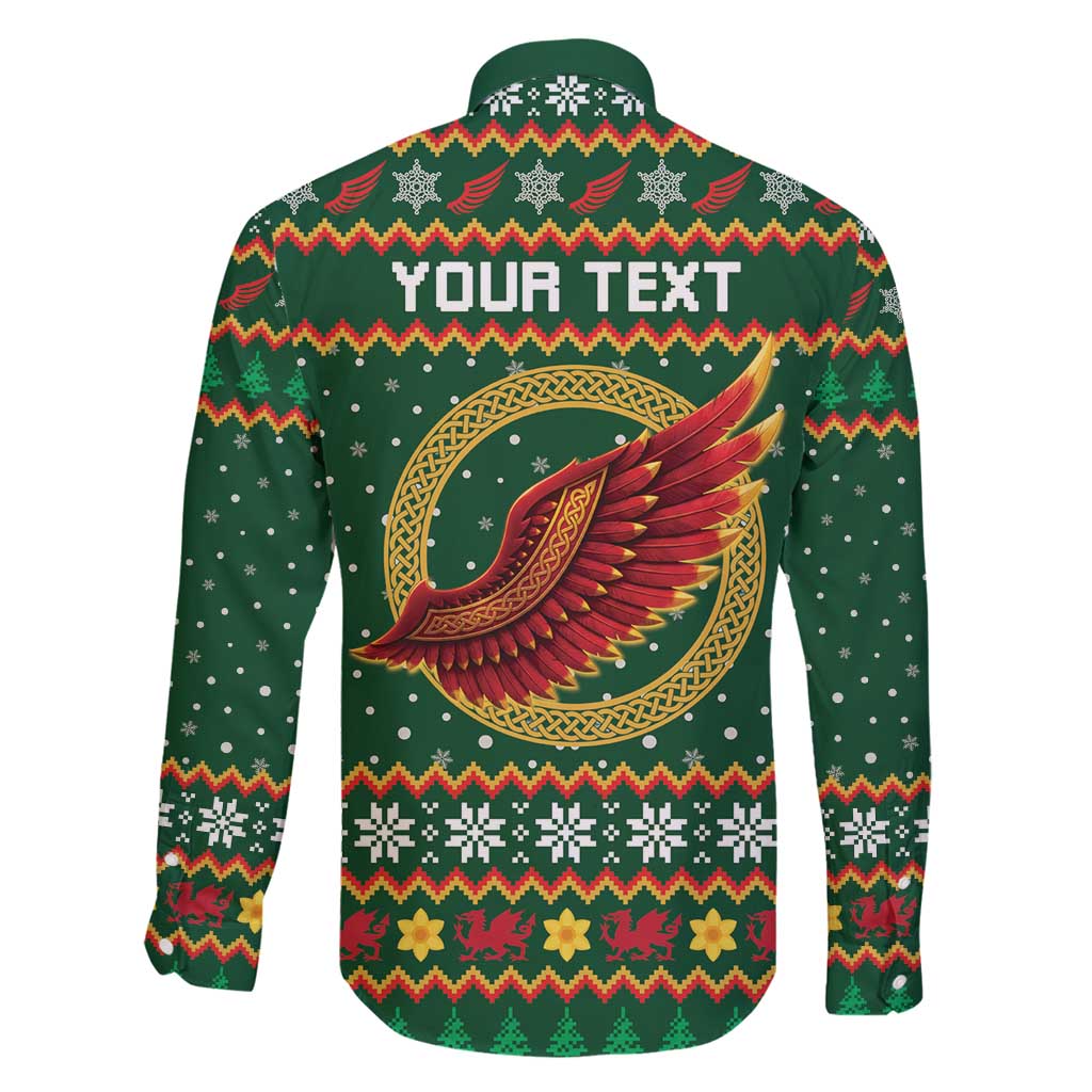 Personalized Montgomeryshire Wales Christmas Family Matching Mermaid Dress and Hawaiian Shirt Celtic Red Wing Cymru Heritage - Wonder Print Shop