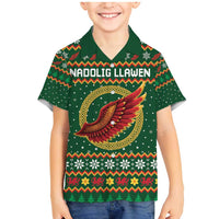 Personalized Montgomeryshire Wales Christmas Family Matching Mermaid Dress and Hawaiian Shirt Celtic Red Wing Cymru Heritage - Wonder Print Shop