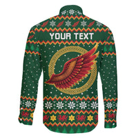 Personalized Montgomeryshire Wales Christmas Family Matching Off The Shoulder Long Sleeve Dress and Hawaiian Shirt Celtic Red Wing Cymru Heritage - Wonder Print Shop