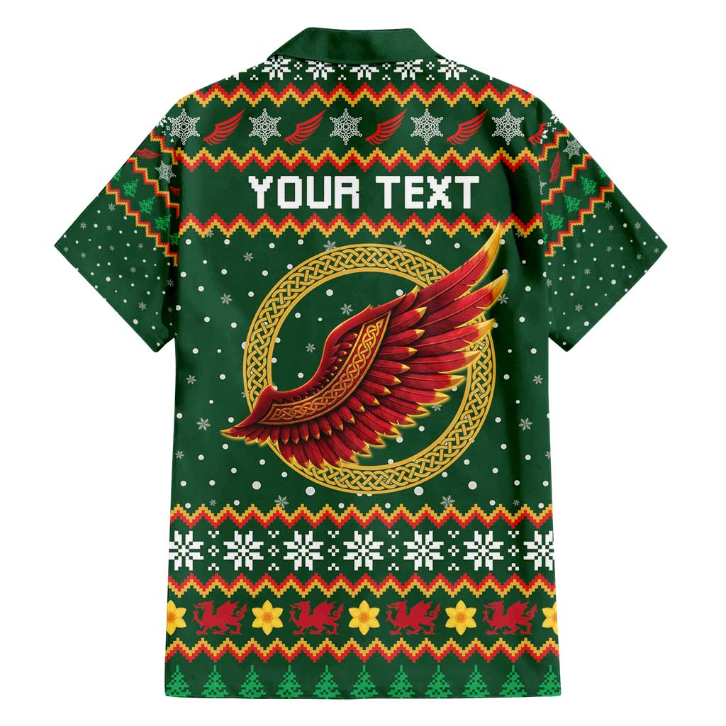 Personalized Montgomeryshire Wales Christmas Family Matching Off Shoulder Short Dress and Hawaiian Shirt Celtic Red Wing Cymru Heritage - Wonder Print Shop