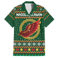 Personalized Montgomeryshire Wales Christmas Family Matching Short Sleeve Bodycon Dress and Hawaiian Shirt Celtic Red Wing Cymru Heritage - Wonder Print Shop