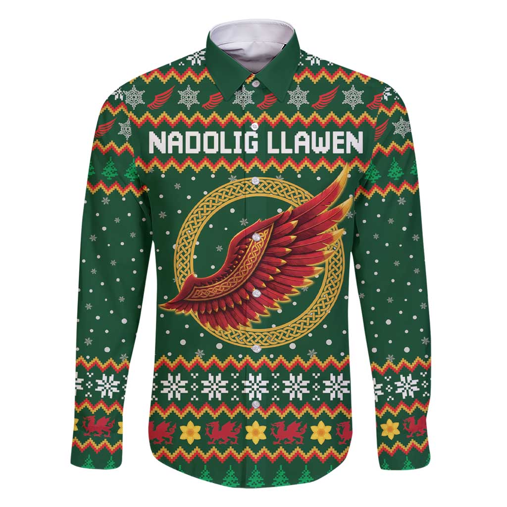 Personalized Montgomeryshire Wales Christmas Family Matching Short Sleeve Bodycon Dress and Hawaiian Shirt Celtic Red Wing Cymru Heritage - Wonder Print Shop