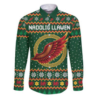 Personalized Montgomeryshire Wales Christmas Family Matching Short Sleeve Bodycon Dress and Hawaiian Shirt Celtic Red Wing Cymru Heritage - Wonder Print Shop