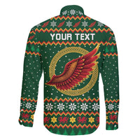 Personalized Montgomeryshire Wales Christmas Family Matching Short Sleeve Bodycon Dress and Hawaiian Shirt Celtic Red Wing Cymru Heritage - Wonder Print Shop