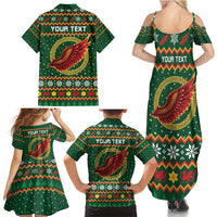 Personalized Montgomeryshire Wales Christmas Family Matching Summer Maxi Dress and Hawaiian Shirt Celtic Red Wing Cymru Heritage - Wonder Print Shop