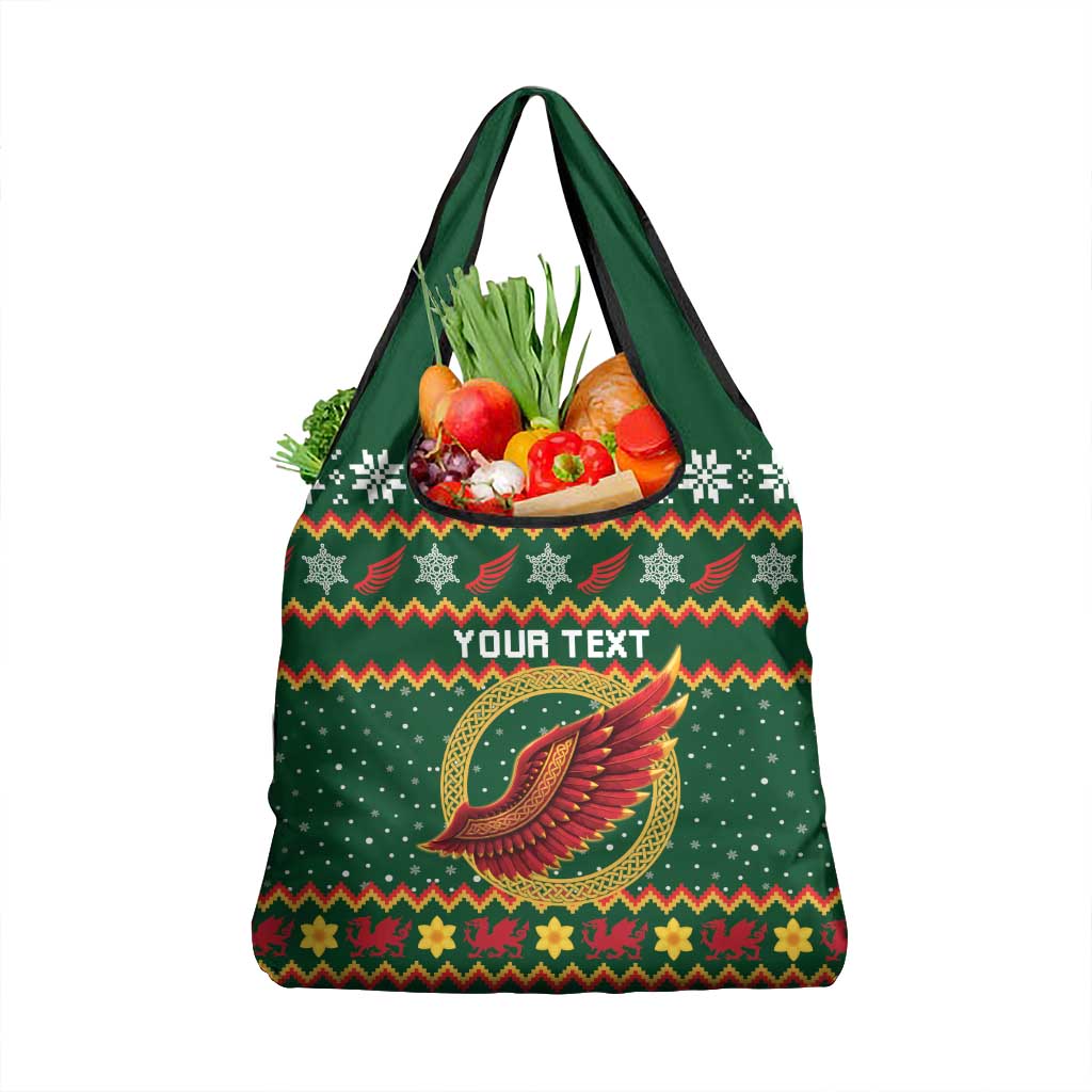 Personalized Montgomeryshire Wales Christmas Grocery Bag Celtic Red Wing Cymru Heritage - Wonder Print Shop