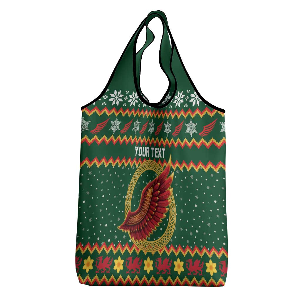 Personalized Montgomeryshire Wales Christmas Grocery Bag Celtic Red Wing Cymru Heritage - Wonder Print Shop