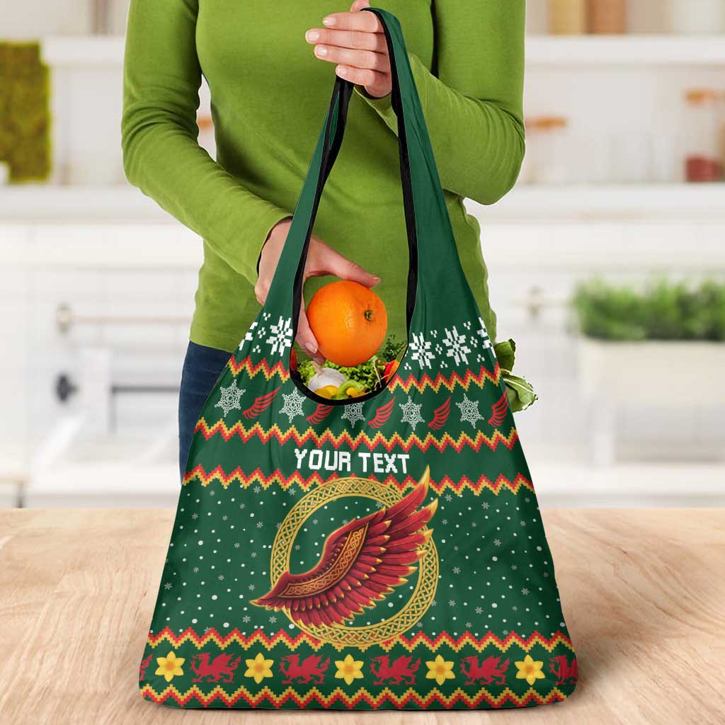 Personalized Montgomeryshire Wales Christmas Grocery Bag Celtic Red Wing Cymru Heritage - Wonder Print Shop