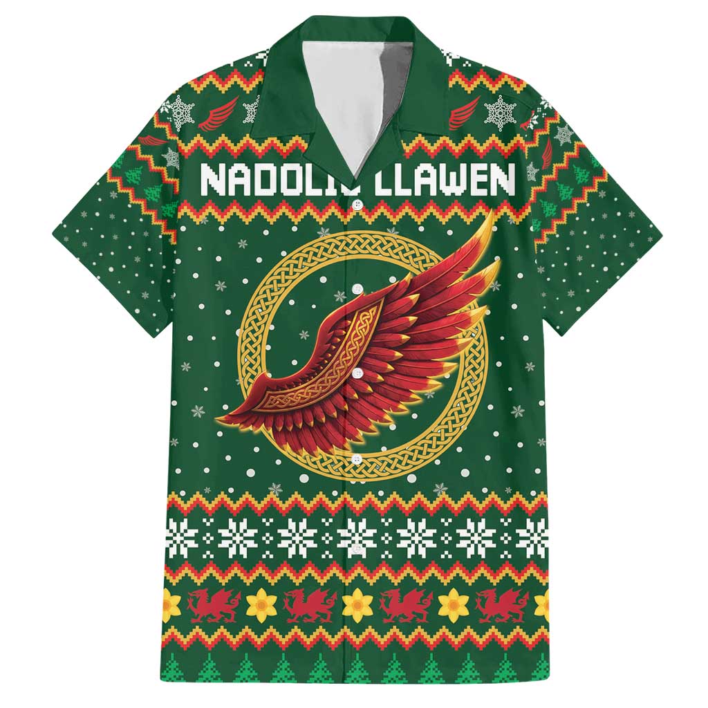 Personalized Montgomeryshire Wales Christmas Hawaiian Shirt Celtic Red Wing Cymru Heritage - Wonder Print Shop