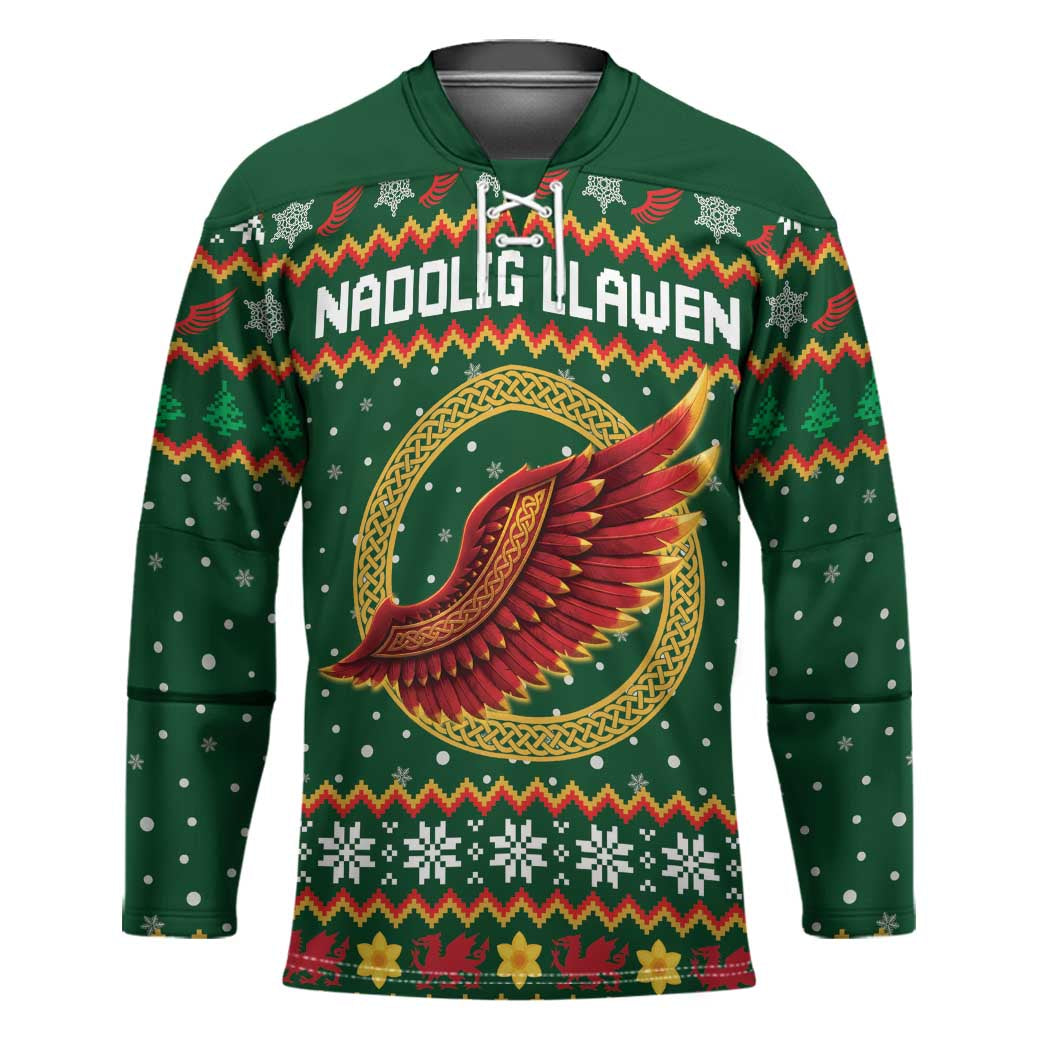 Personalized Montgomeryshire Wales Christmas Hockey Jersey Celtic Red Wing Cymru Heritage - Wonder Print Shop