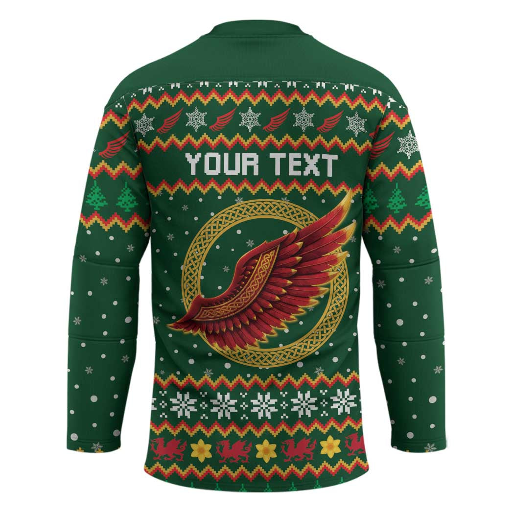 Personalized Montgomeryshire Wales Christmas Hockey Jersey Celtic Red Wing Cymru Heritage - Wonder Print Shop