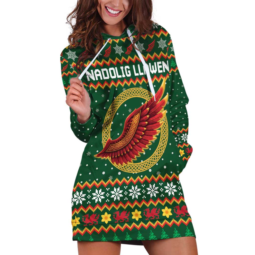 Personalized Montgomeryshire Wales Christmas Hoodie Dress Celtic Red Wing Cymru Heritage - Wonder Print Shop