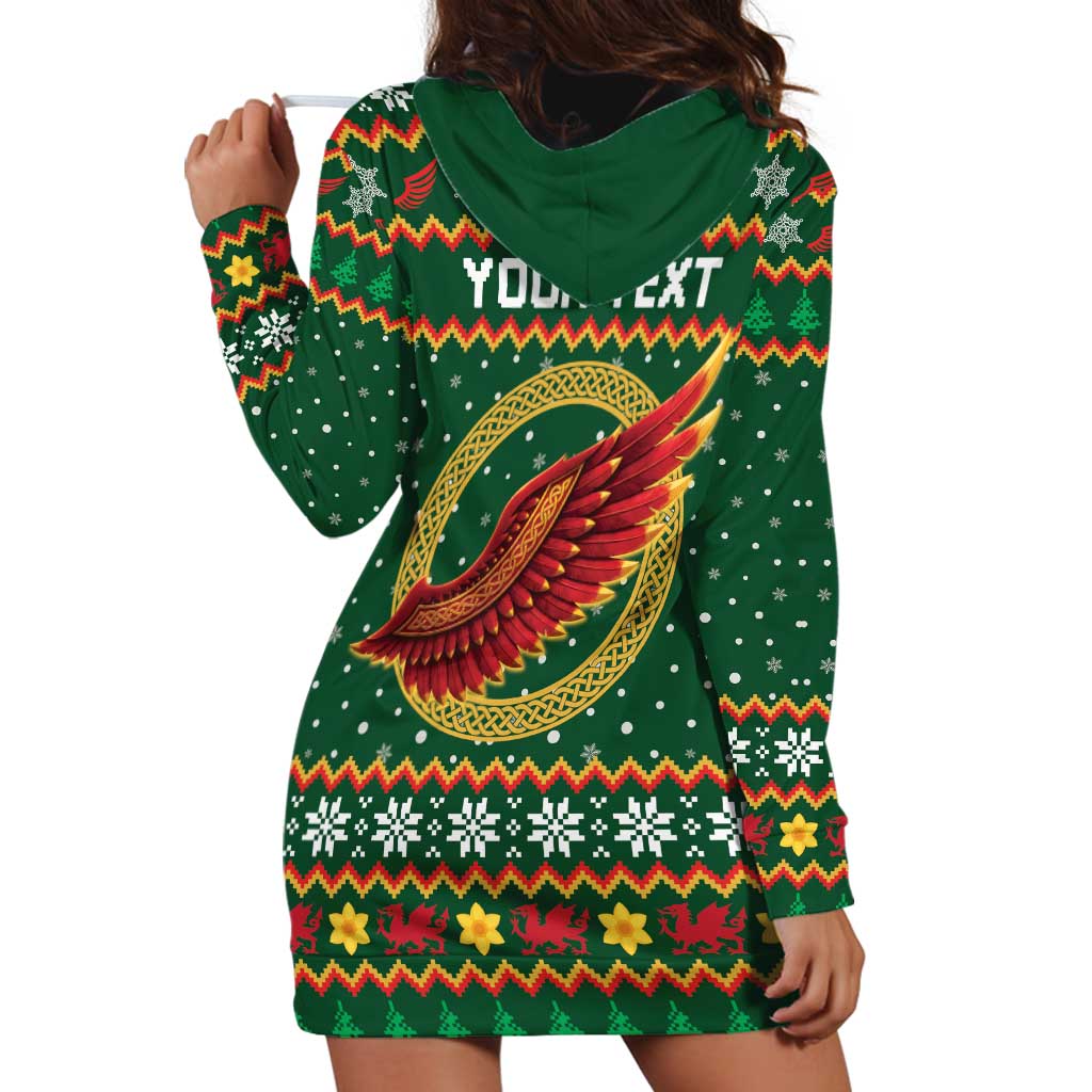 Personalized Montgomeryshire Wales Christmas Hoodie Dress Celtic Red Wing Cymru Heritage - Wonder Print Shop