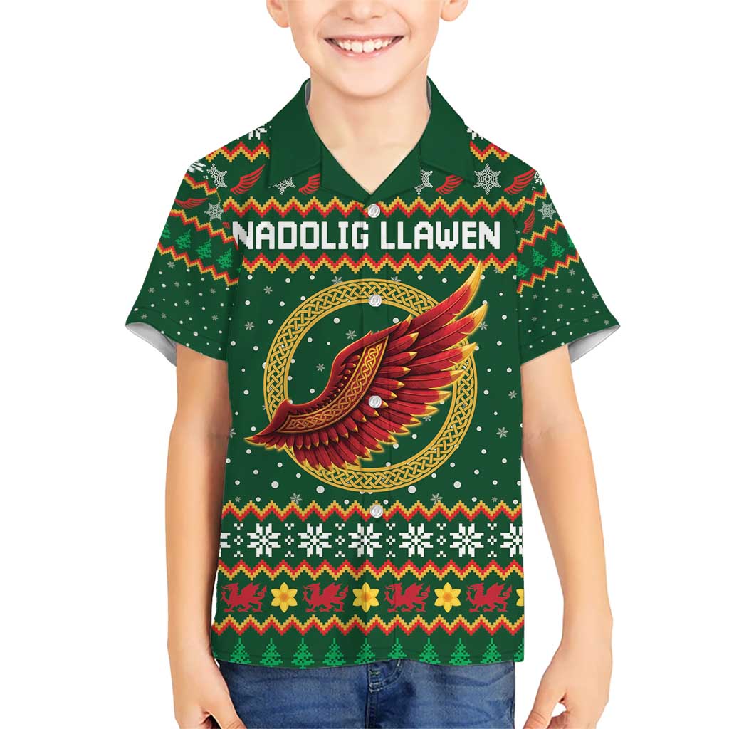 Personalized Montgomeryshire Wales Christmas Kid Hawaiian Shirt Celtic Red Wing Cymru Heritage - Wonder Print Shop