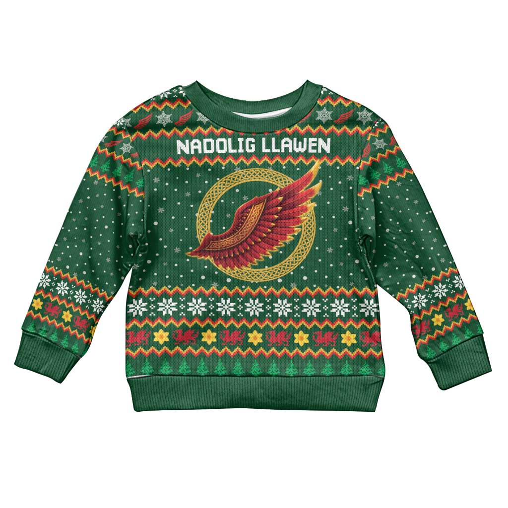 Personalized Montgomeryshire Wales Christmas Kid Ugly Christmas Sweater Celtic Red Wing Cymru Heritage - Wonder Print Shop