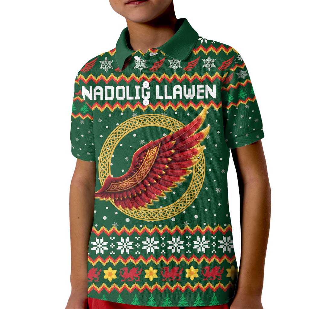 Personalized Montgomeryshire Wales Christmas Kid Polo Shirt Celtic Red Wing Cymru Heritage - Wonder Print Shop