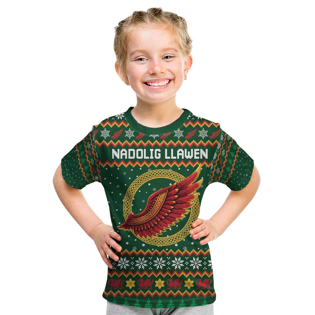 Personalized Montgomeryshire Wales Christmas Kid T Shirt Celtic Red Wing Cymru Heritage - Wonder Print Shop