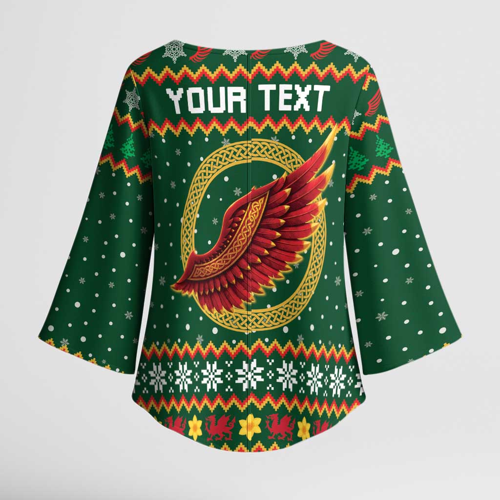 Personalized Montgomeryshire Wales Christmas Kimono Sleeve Blouse Celtic Red Wing Cymru Heritage - Wonder Print Shop