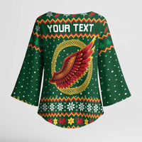 Personalized Montgomeryshire Wales Christmas Kimono Sleeve Blouse Celtic Red Wing Cymru Heritage - Wonder Print Shop