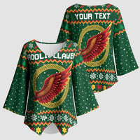 Personalized Montgomeryshire Wales Christmas Kimono Sleeve Blouse Celtic Red Wing Cymru Heritage - Wonder Print Shop
