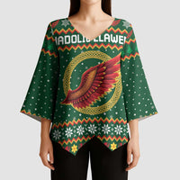 Personalized Montgomeryshire Wales Christmas Kimono Sleeve Blouse Celtic Red Wing Cymru Heritage - Wonder Print Shop