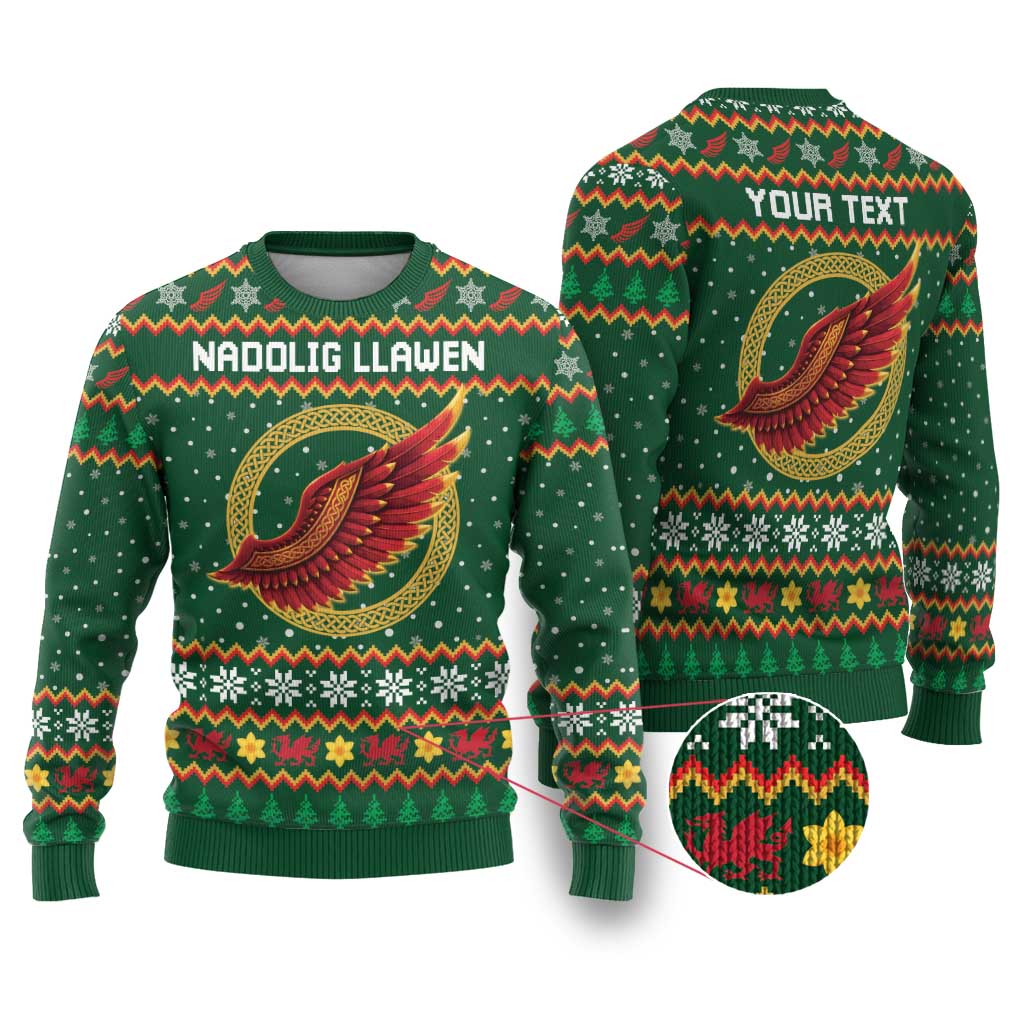 Personalized Montgomeryshire Wales Christmas Ugly Christmas Sweater Celtic Red Wing Cymru Heritage - Wonder Print Shop
