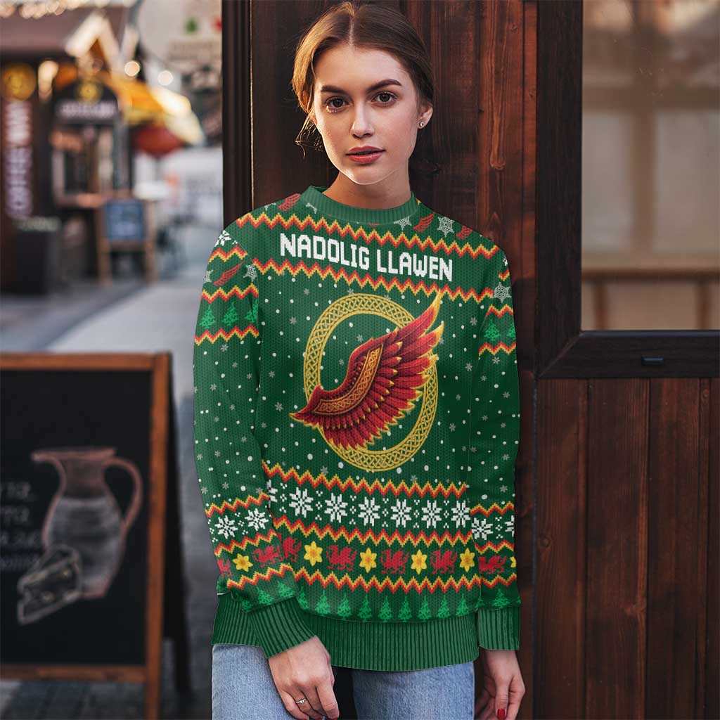 Personalized Montgomeryshire Wales Christmas Ugly Christmas Sweater Celtic Red Wing Cymru Heritage - Wonder Print Shop