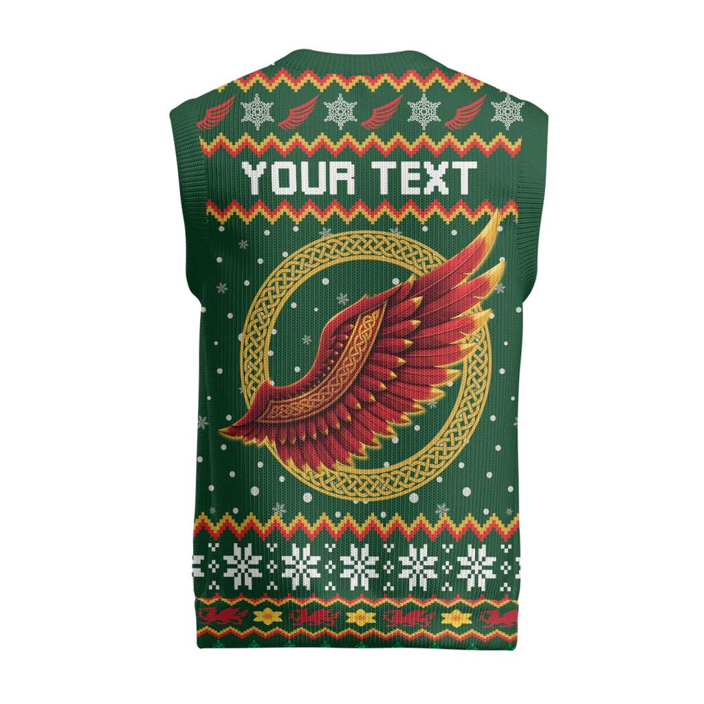 Personalized Montgomeryshire Wales Christmas Knitted V-Neck Vest Celtic Red Wing Cymru Heritage - Wonder Print Shop