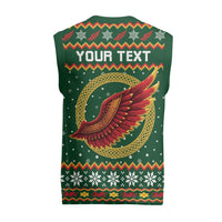 Personalized Montgomeryshire Wales Christmas Knitted V-Neck Vest Celtic Red Wing Cymru Heritage - Wonder Print Shop
