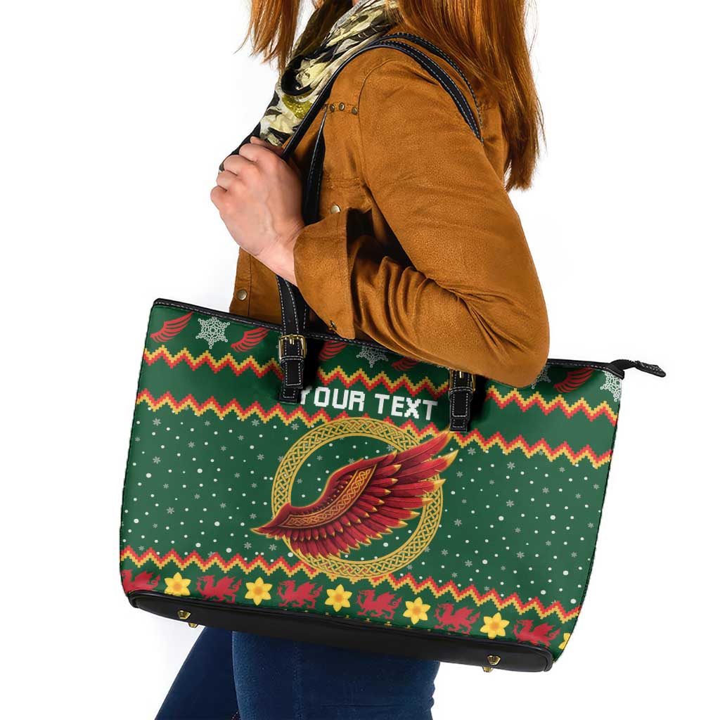 Personalized Montgomeryshire Wales Christmas Leather Tote Bag Celtic Red Wing Cymru Heritage - Wonder Print Shop