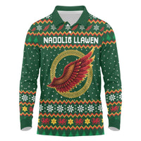 Personalized Montgomeryshire Wales Christmas Long Sleeve Polo Shirt Celtic Red Wing Cymru Heritage - Wonder Print Shop